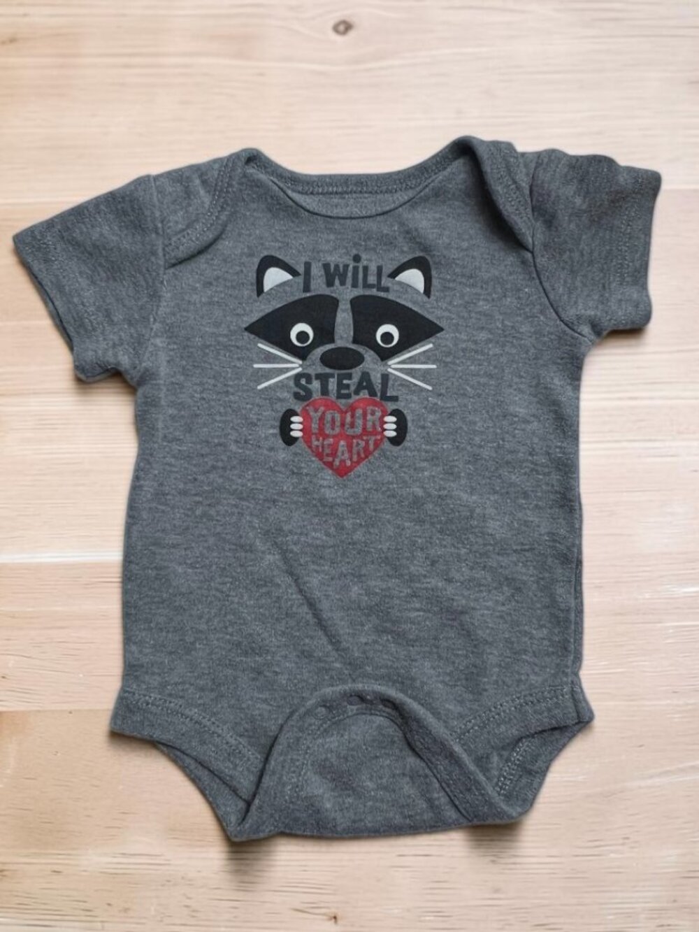6/$12 💥♻ Infant Unisex Dark Grey I Will Steal Your Heart Bodysuit | 0-3m | 7592
